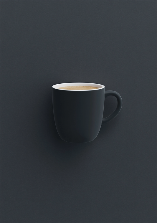 Kaffe Plakat 83 – Elegant Stilhed & Sort Kaffekop