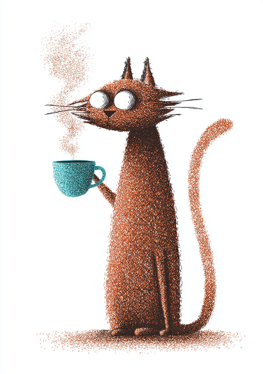 Kaffe Plakat 93 – Sjov kat med kaffekop