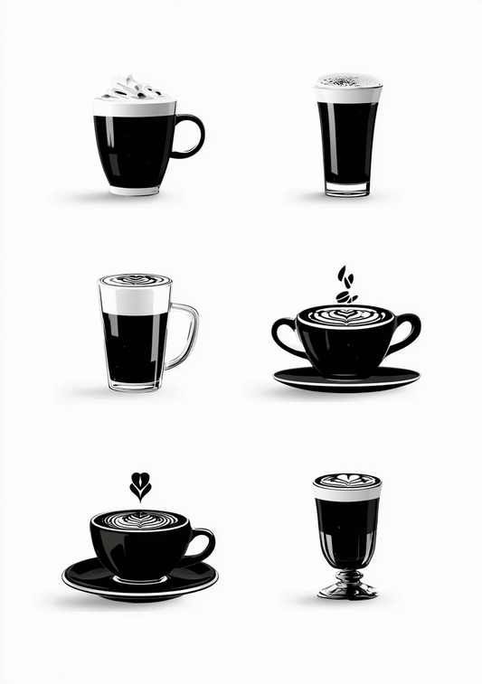 Kaffe Plakat 96 – Sort hvid kaffeoversigt med stil