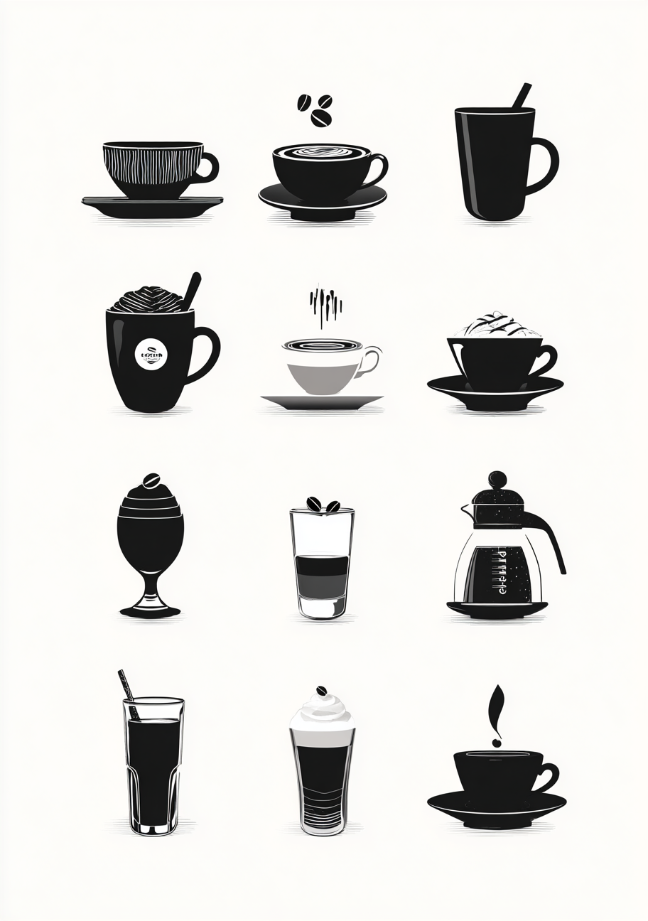 Kaffe Plakat 97 – 12 ikoniske kaffetyper i grafisk stil