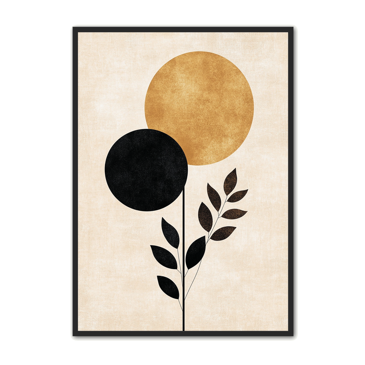 Minimalistisk Plakat 101 - Botaniske Cirkler i Sort og Guld