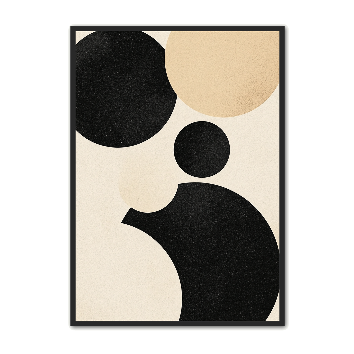 Minimalistisk Plakat 103 - Geometrisk Bevægelse i Sort og Beige