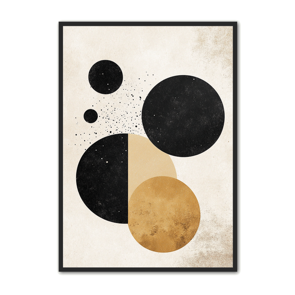 Minimalistisk Plakat 110 - Eksplosion af Cirkler i Sort og Guld