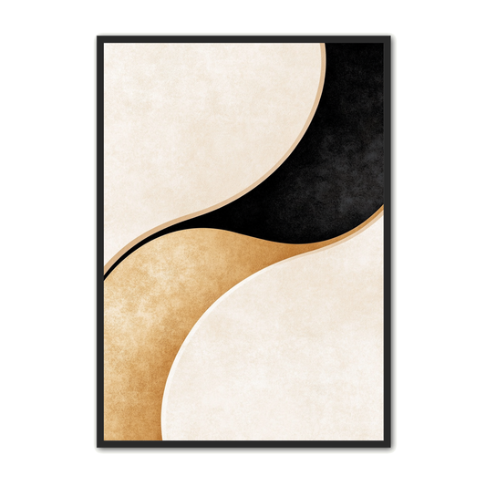 Minimalistisk Plakat 81 - Harmoniske Former i Beige og Sort