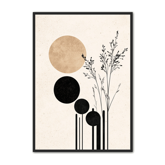 Minimalistisk Plakat 88 - Sol og Siv i Abstrakt Komposition