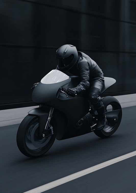 Motorcykel Plakat 3 - Mørk Elegance i Bevægelse