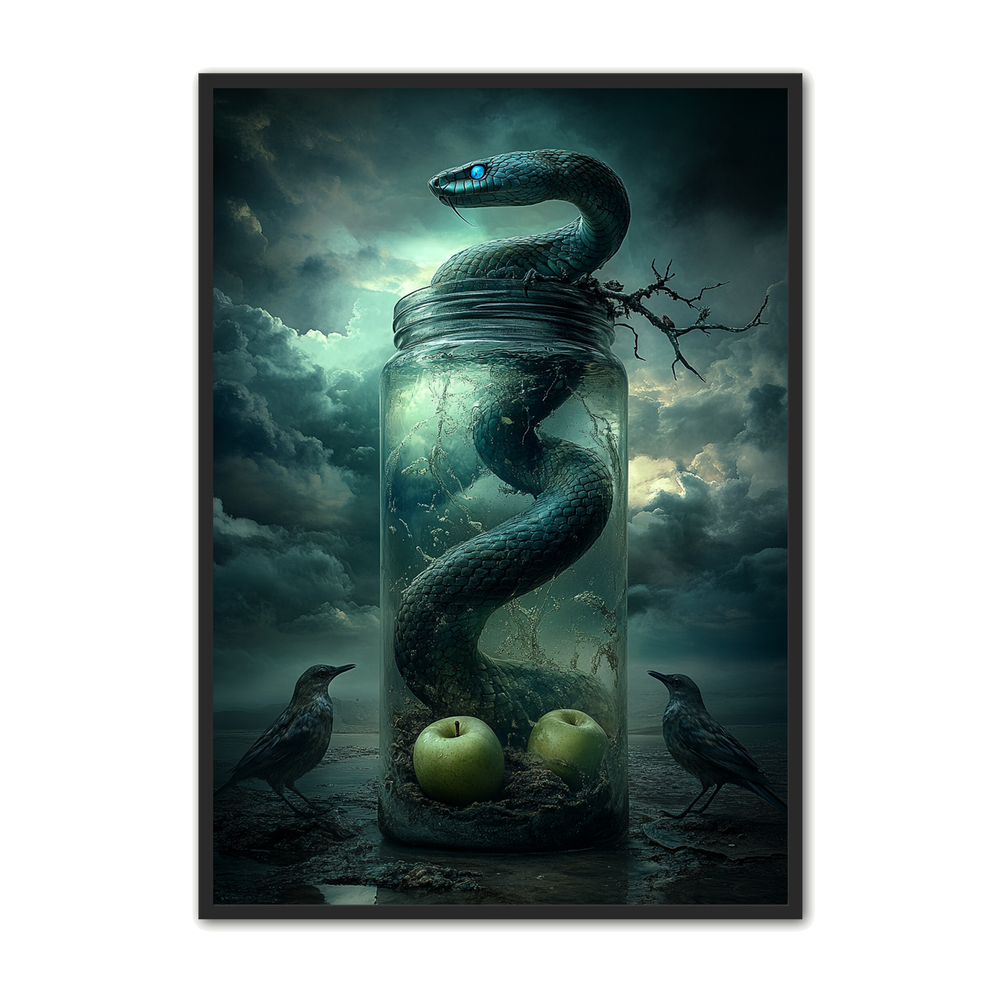 Surrealistisk Plakat 13 - Slange i Glas med Æbler