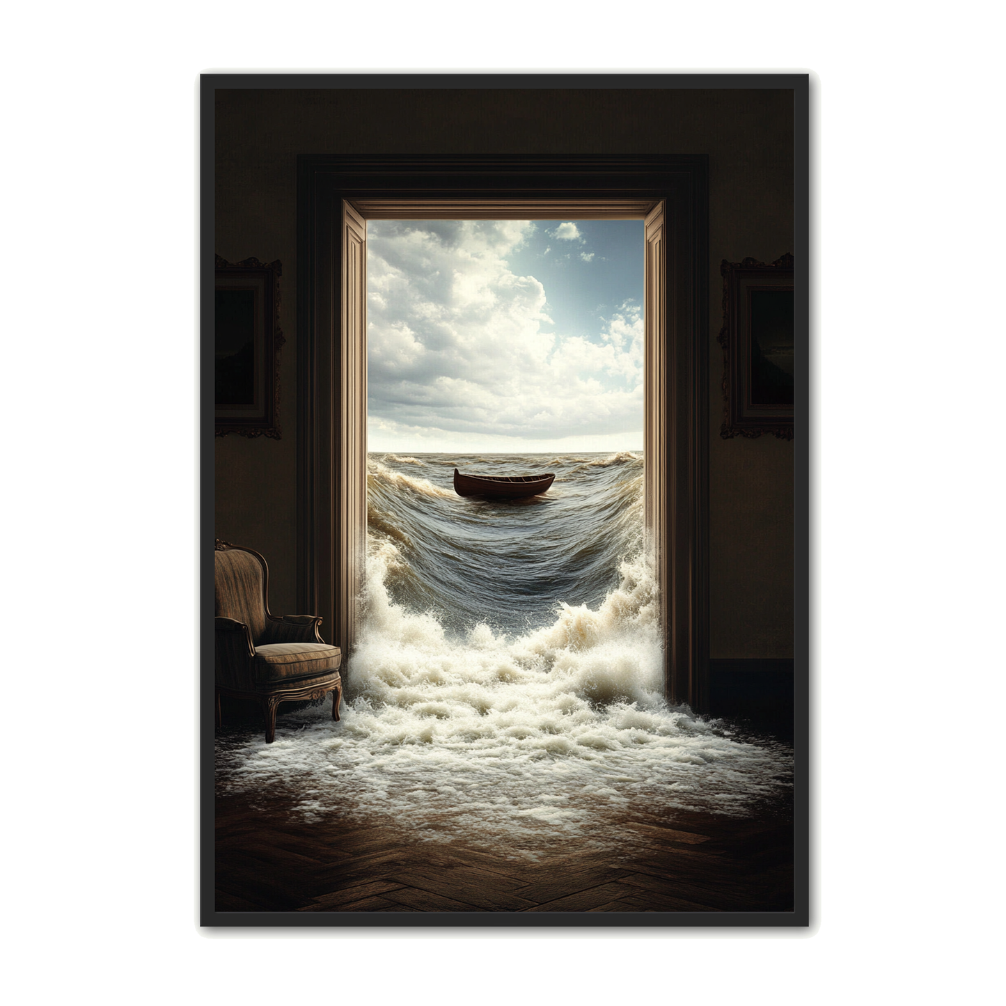 Surrealistisk Plakat 5 - Den Røde Båd på Stormfulde Bølger