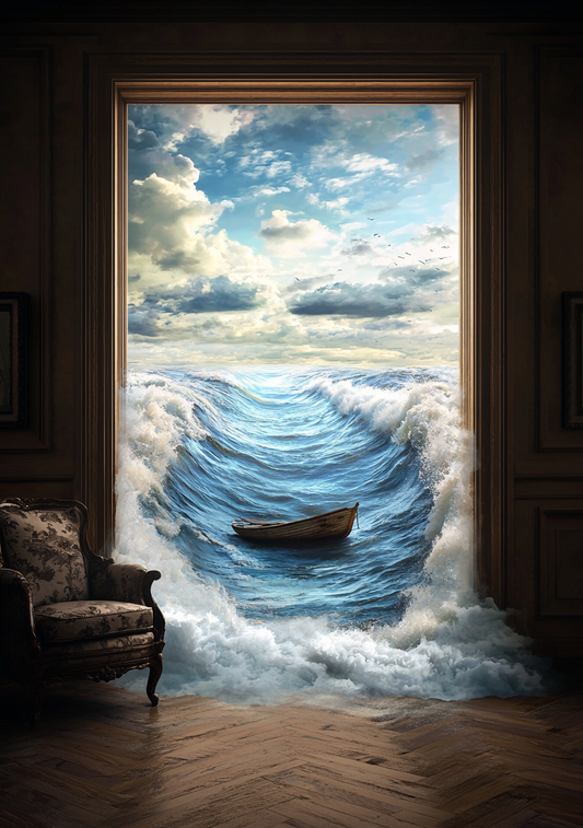 Surrealistisk Plakat 14 - Båden Mod Horisonten