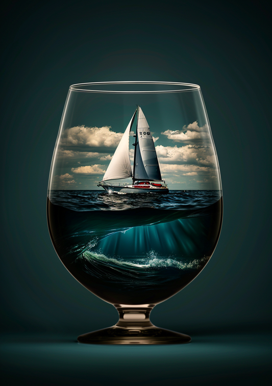Surrealistisk Plakat 17 - Sejlads i Glasset