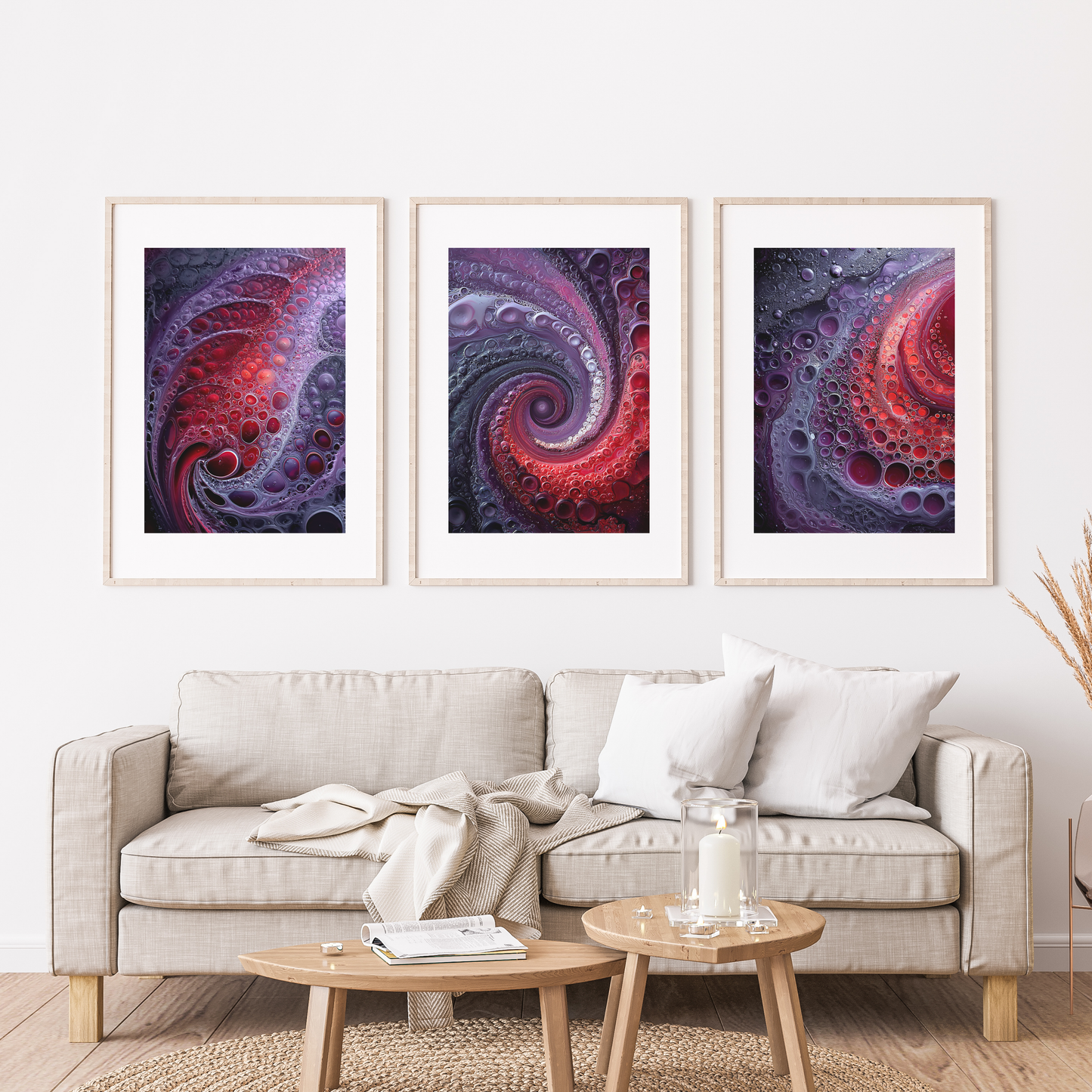 Abstrakt Plakatsæt – Crimson Waves