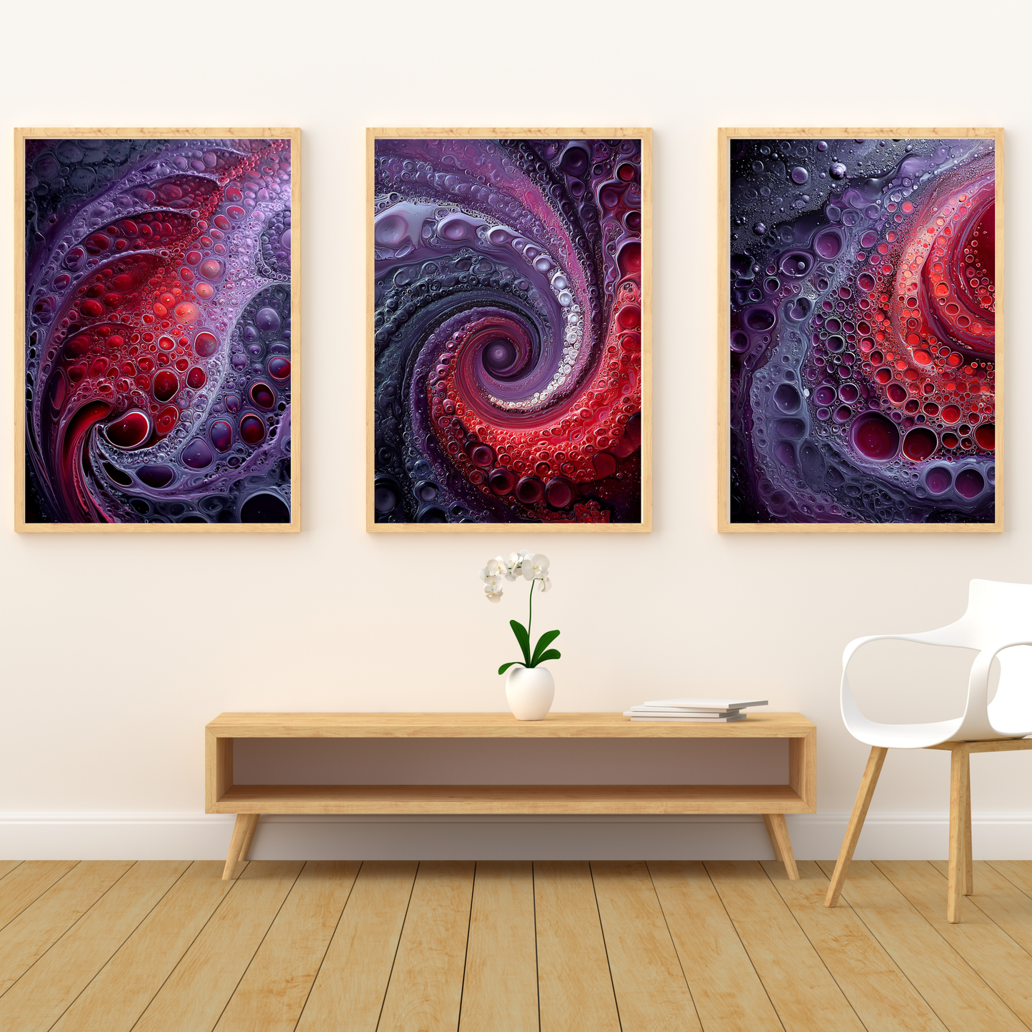 Abstrakt Plakatsæt – Crimson Waves