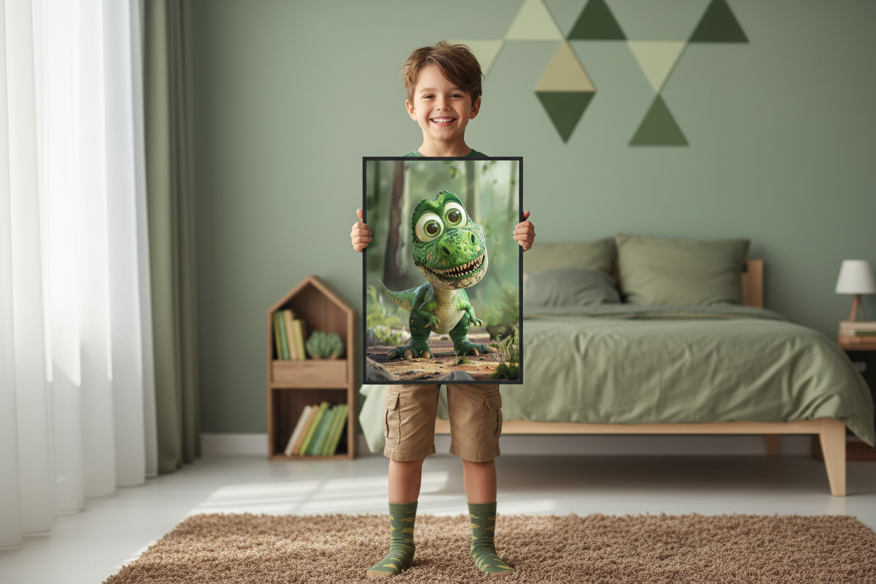 Barn med plakat