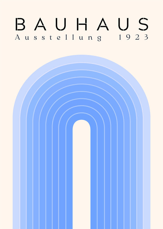 Bauhaus plakat med geometriske former og diagonal dynamik i modernistisk Bauhaus-stil