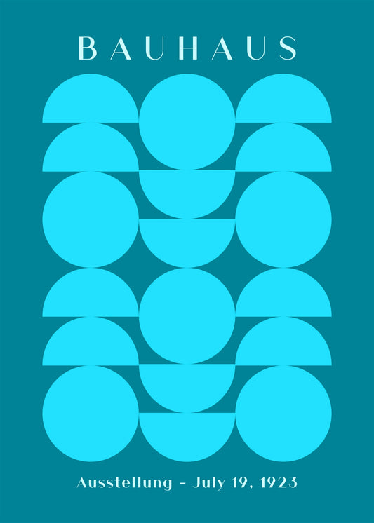 Bauhaus plakat med geometriske former og cirkulær balance i modernistisk Bauhaus-stil