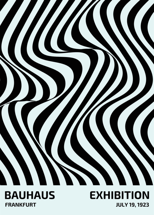 Bauhaus plakat med geometriske former og symmetrisk spænding i modernistisk Bauhaus-stil