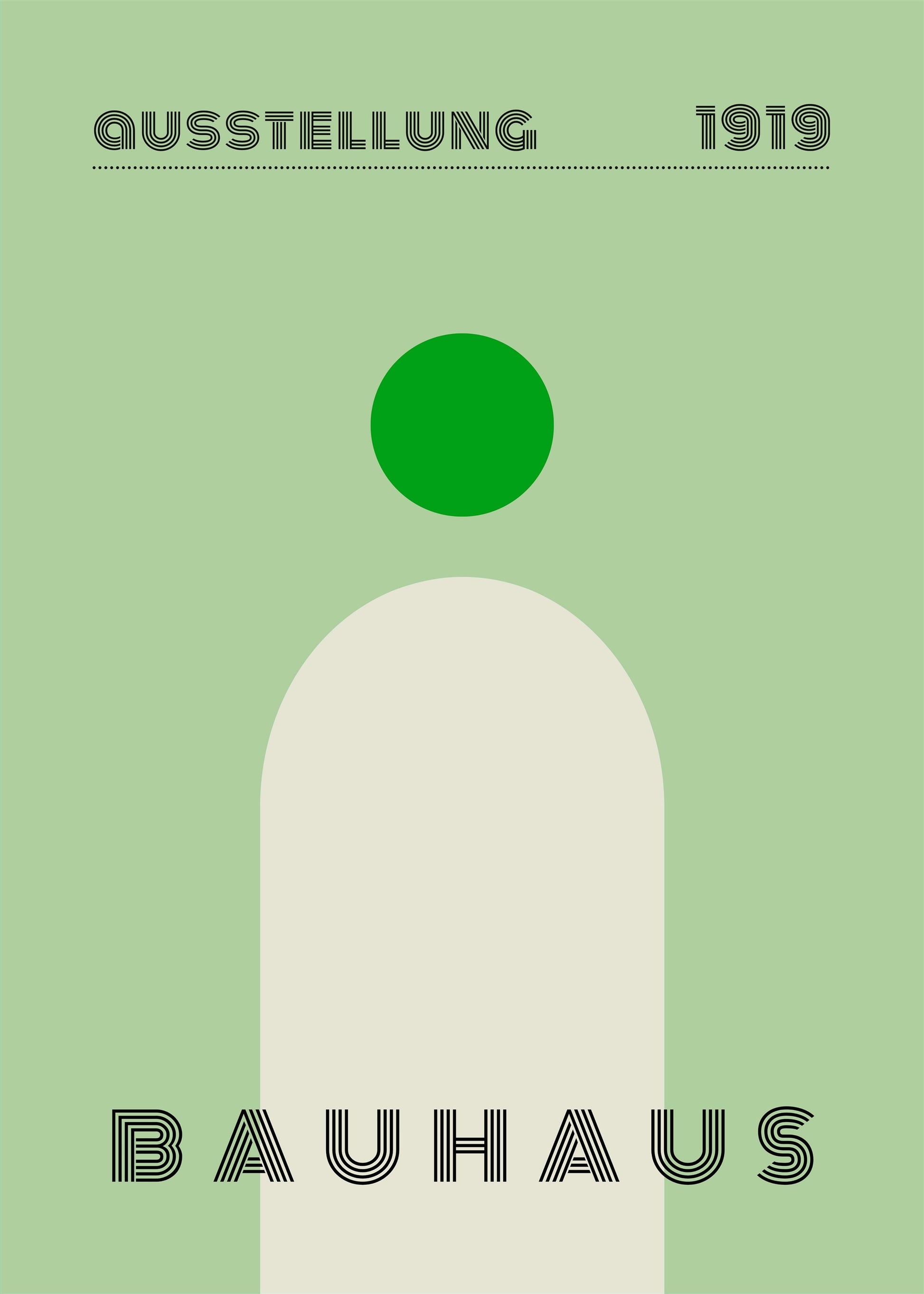 Bauhaus plakat med geometriske former og asymmetrisk harmoni i modernistisk Bauhaus-stil