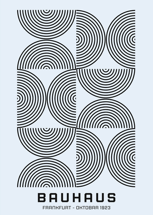 Bauhaus plakat med geometriske former og modernistisk flade i modernistisk Bauhaus-stil