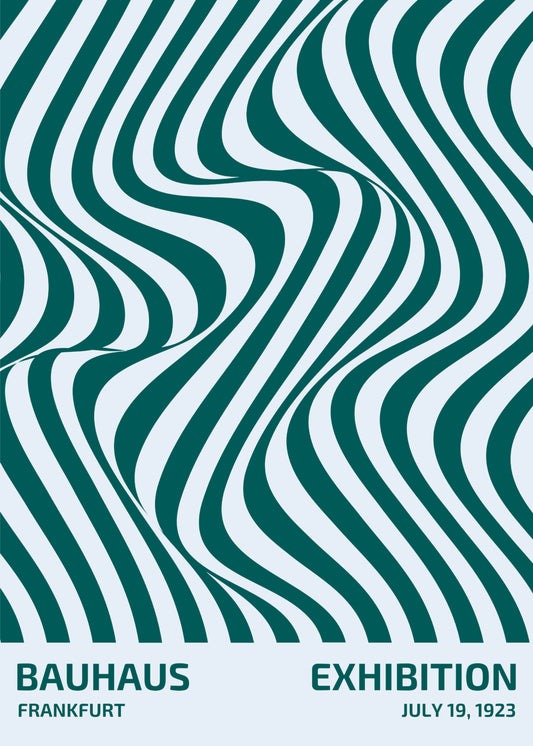 Bauhaus plakat med geometriske former og grafisk arkitektur i modernistisk Bauhaus-stil