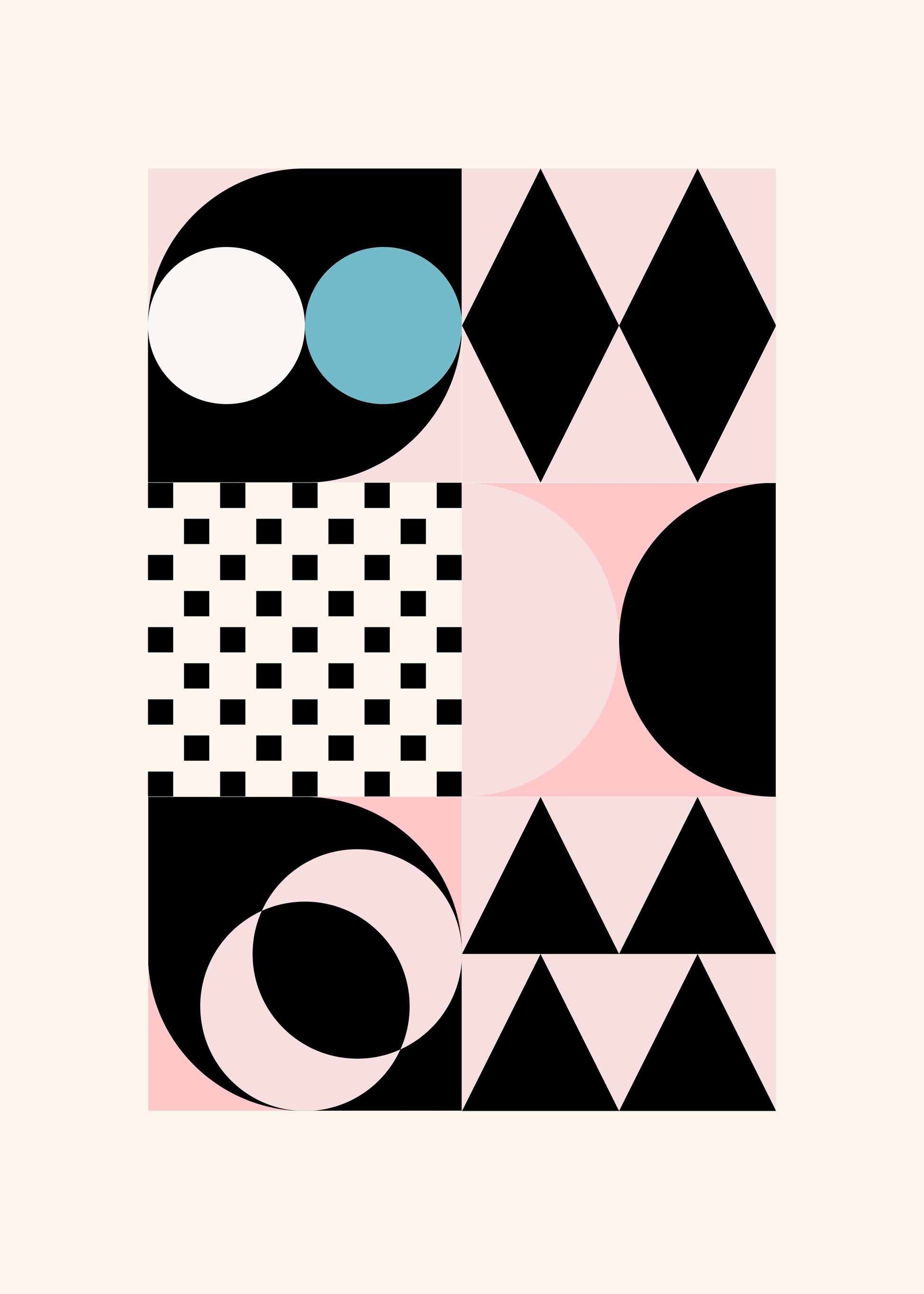 Bauhaus plakat med geometriske former og strukturel orden i modernistisk Bauhaus-stil