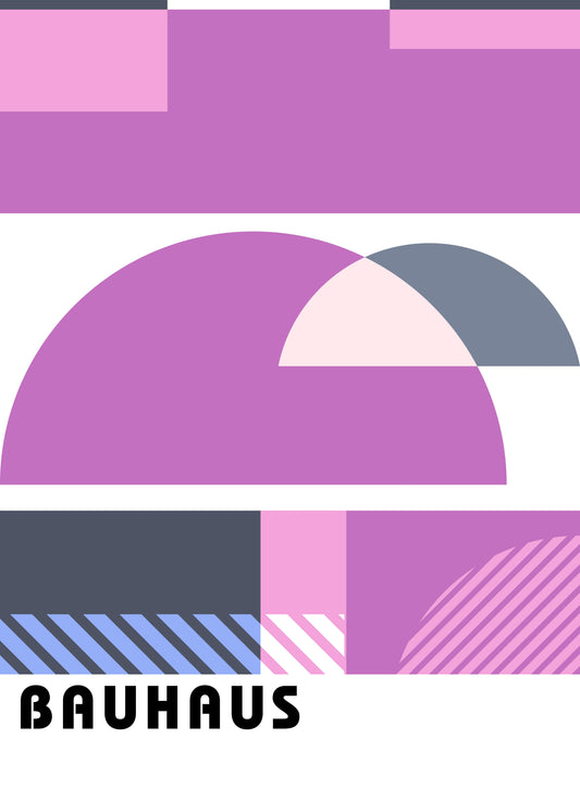 Bauhaus plakat med geometriske former og symmetrisk spænding i modernistisk Bauhaus-stil
