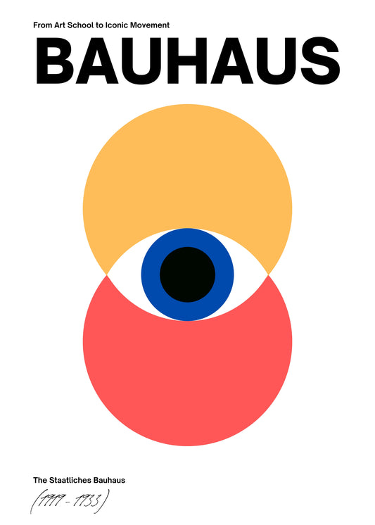 Bauhaus plakat med geometriske former og grafisk arkitektur i modernistisk Bauhaus-stil