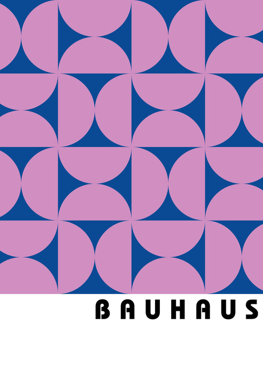 Bauhaus plakat med geometriske former og rumlig struktur i modernistisk Bauhaus-stil