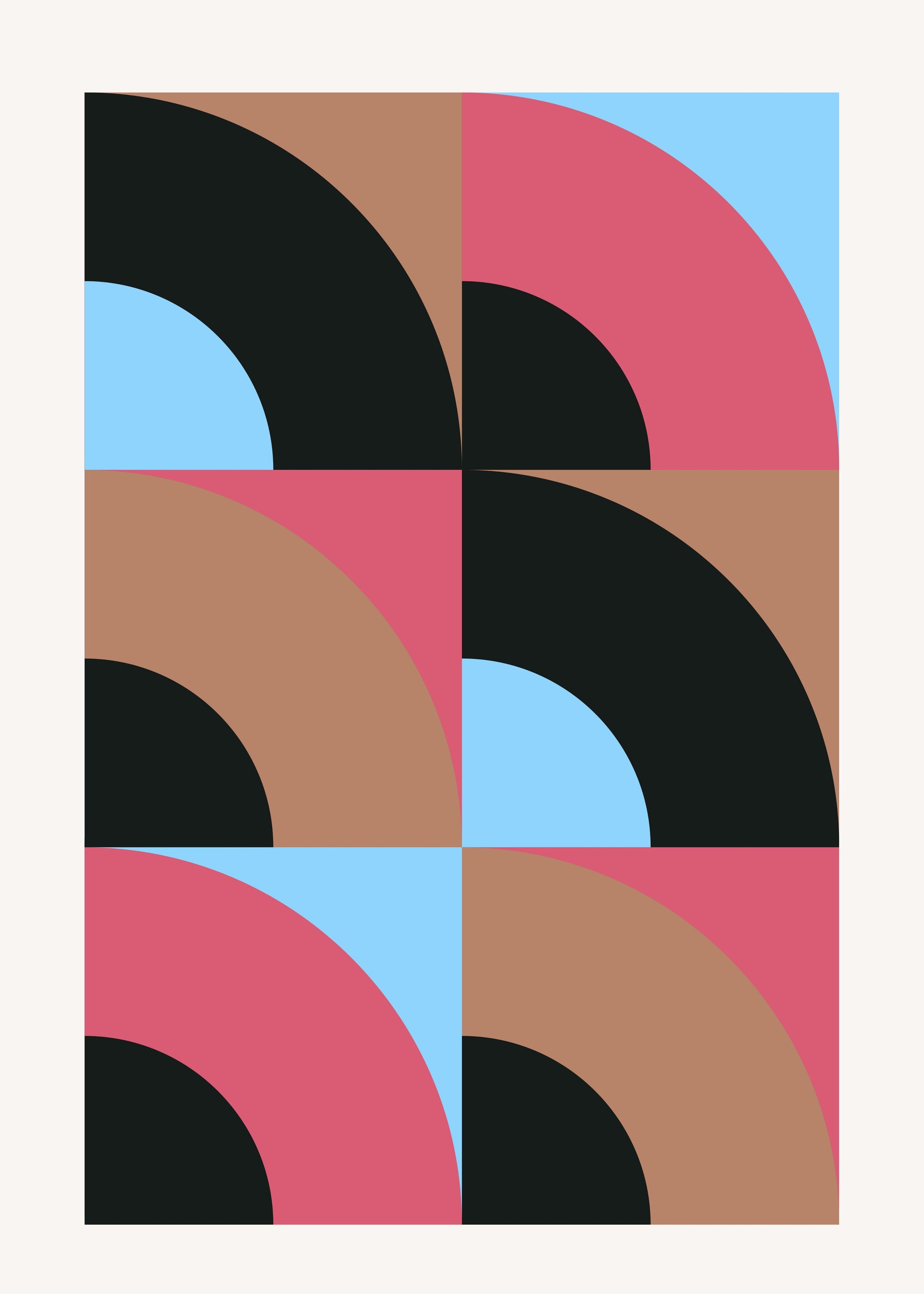 Bauhaus plakat med geometriske former og harmonisk system i modernistisk Bauhaus-stil