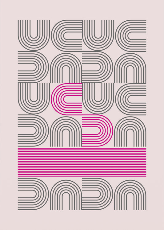 Bauhaus plakat med geometriske former og formmæssig kontrast i modernistisk Bauhaus-stil