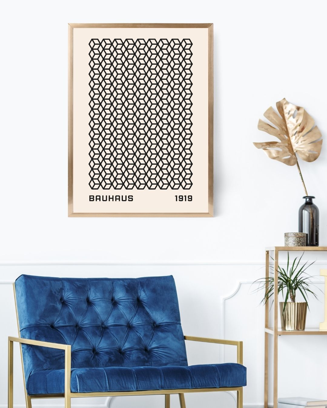 Bauhaus Plakat 40 – Geometrisk Kubemønster som inspiration til bolig - nordisk designplakat med kubemønster