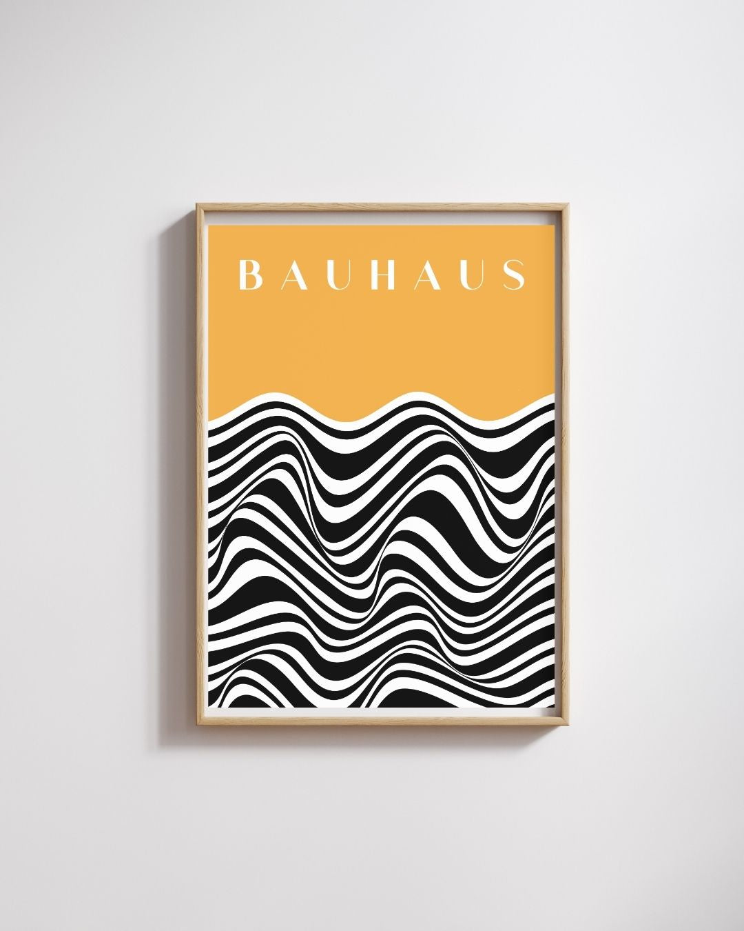 Bauhaus Plakat 43 – Bølgende Kontrast i Sort og Okker