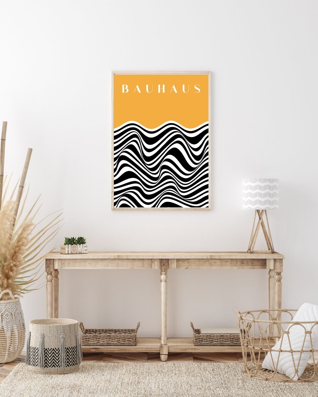 Bauhaus Plakat 43 – Bølgende Kontrast i Sort og Okker