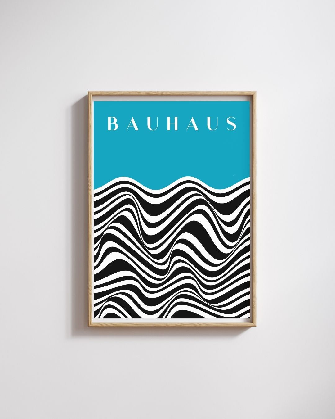 Bauhaus Plakat 44 – Bølgende Kontrast i Sort og Turkis