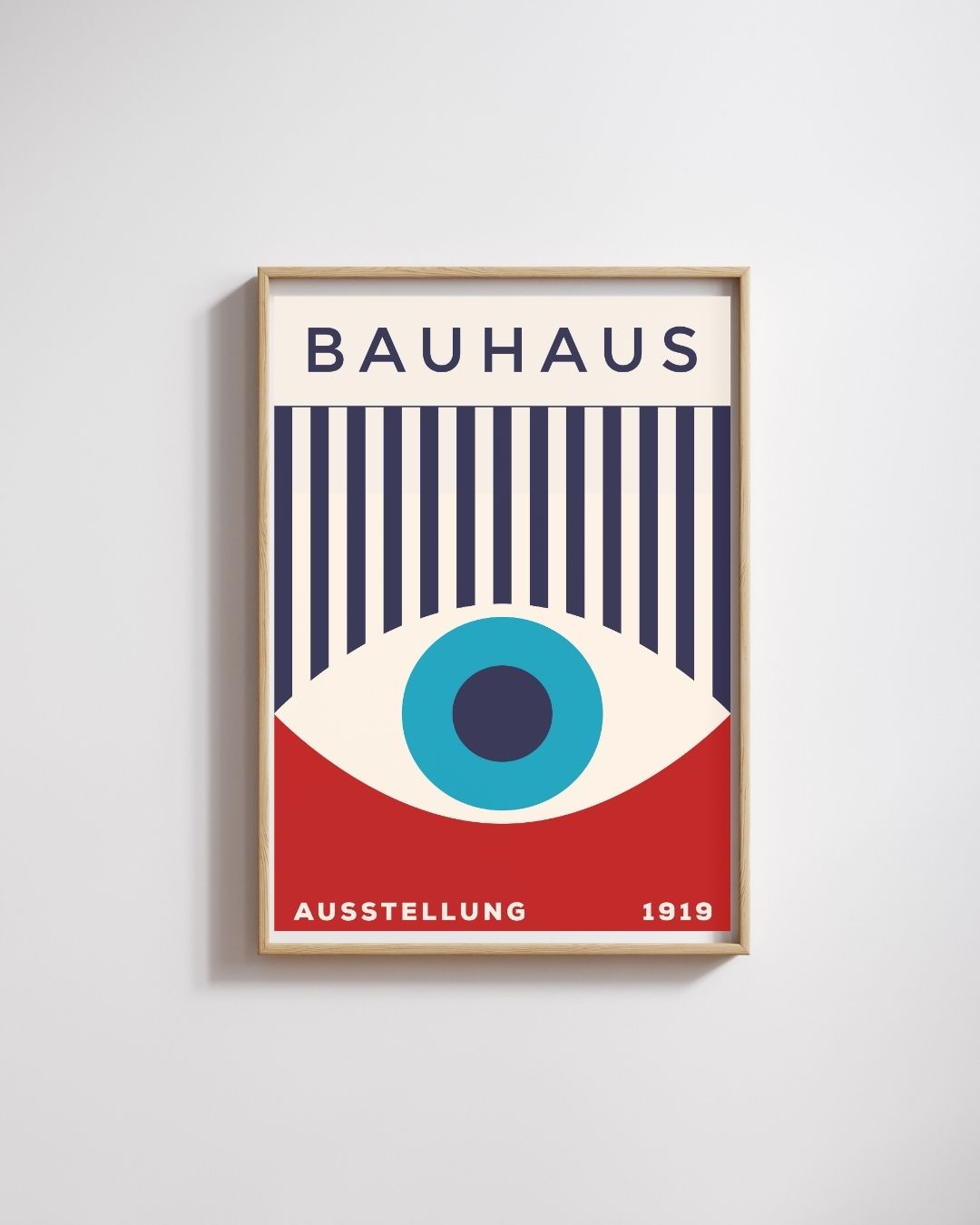 Bauhaus Plakat 45 – Geometrisk Fokus i Rød Blå og Turkis