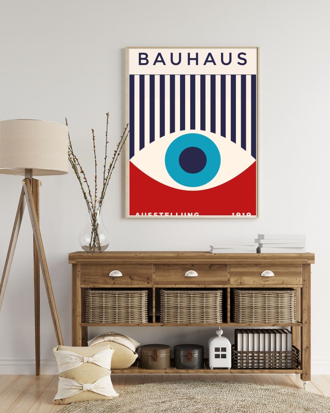 Bauhaus Plakat 45 – Geometrisk Fokus i Rød Blå og Turkis