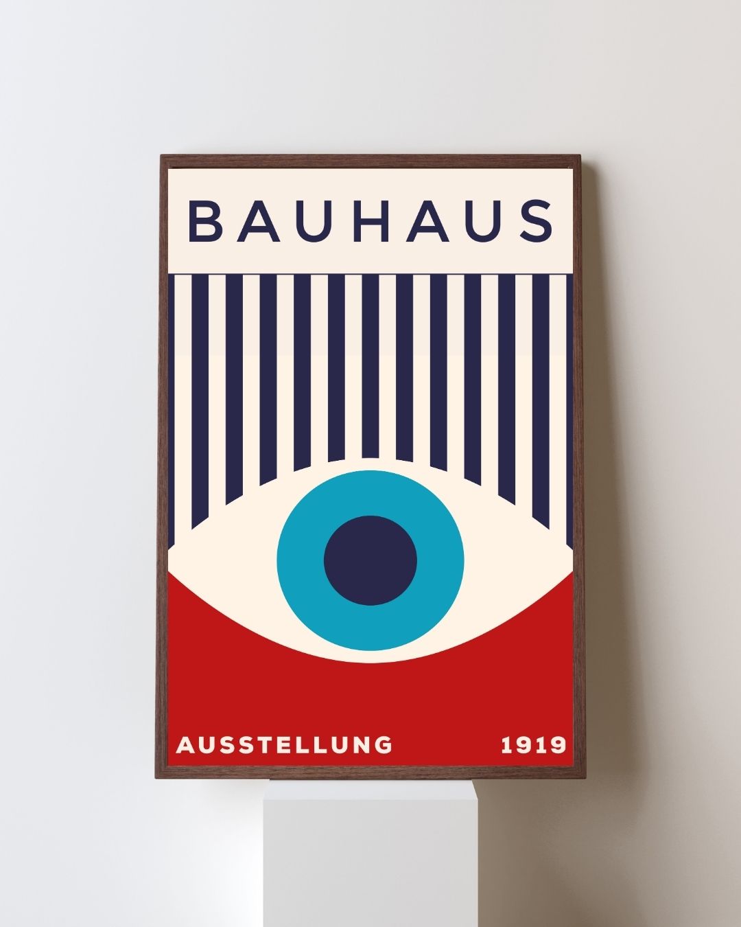 Bauhaus Plakat 45 – Geometrisk Fokus i Rød Blå og Turkis