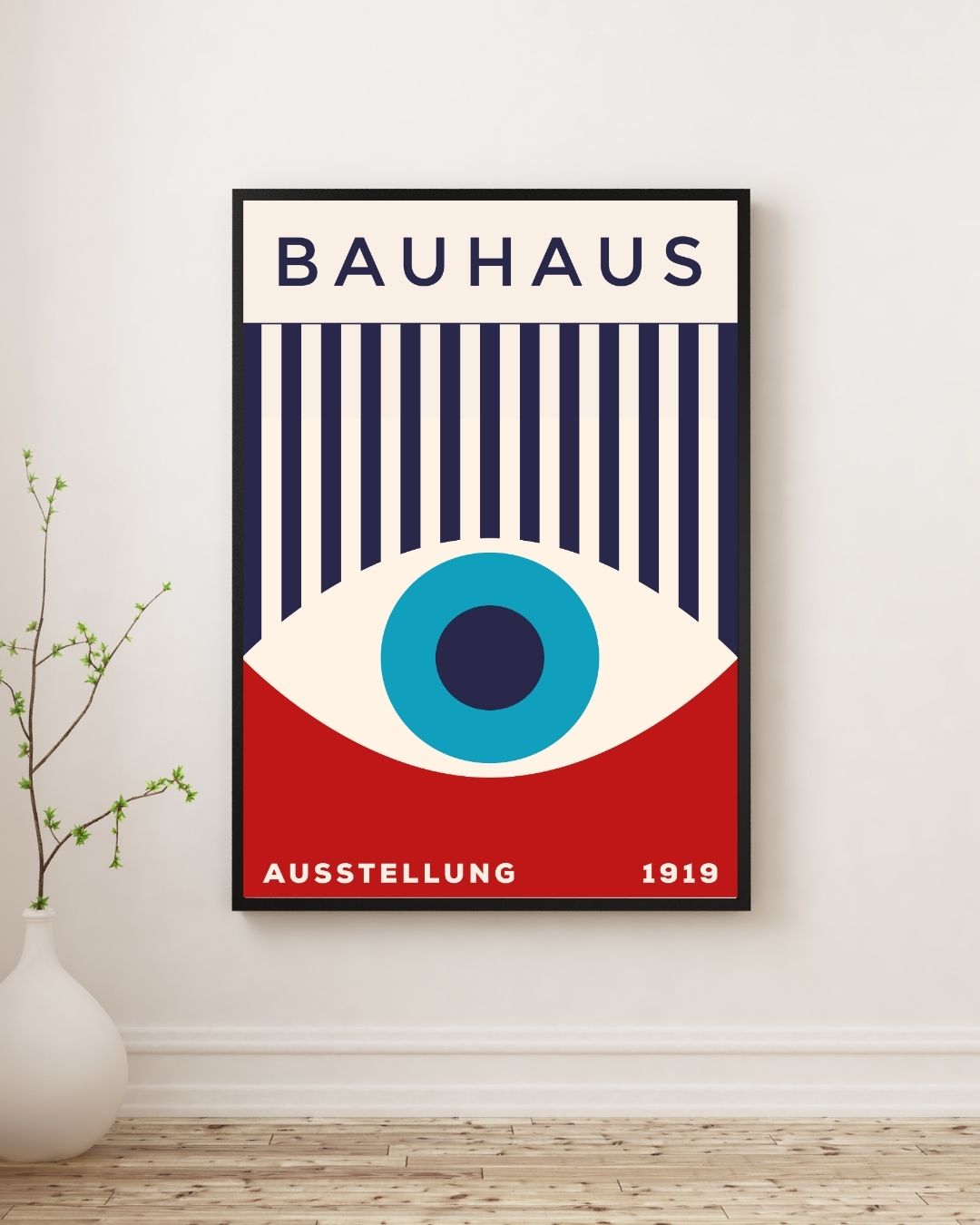 Bauhaus Plakat 45 – Geometrisk Fokus i Rød Blå og Turkis