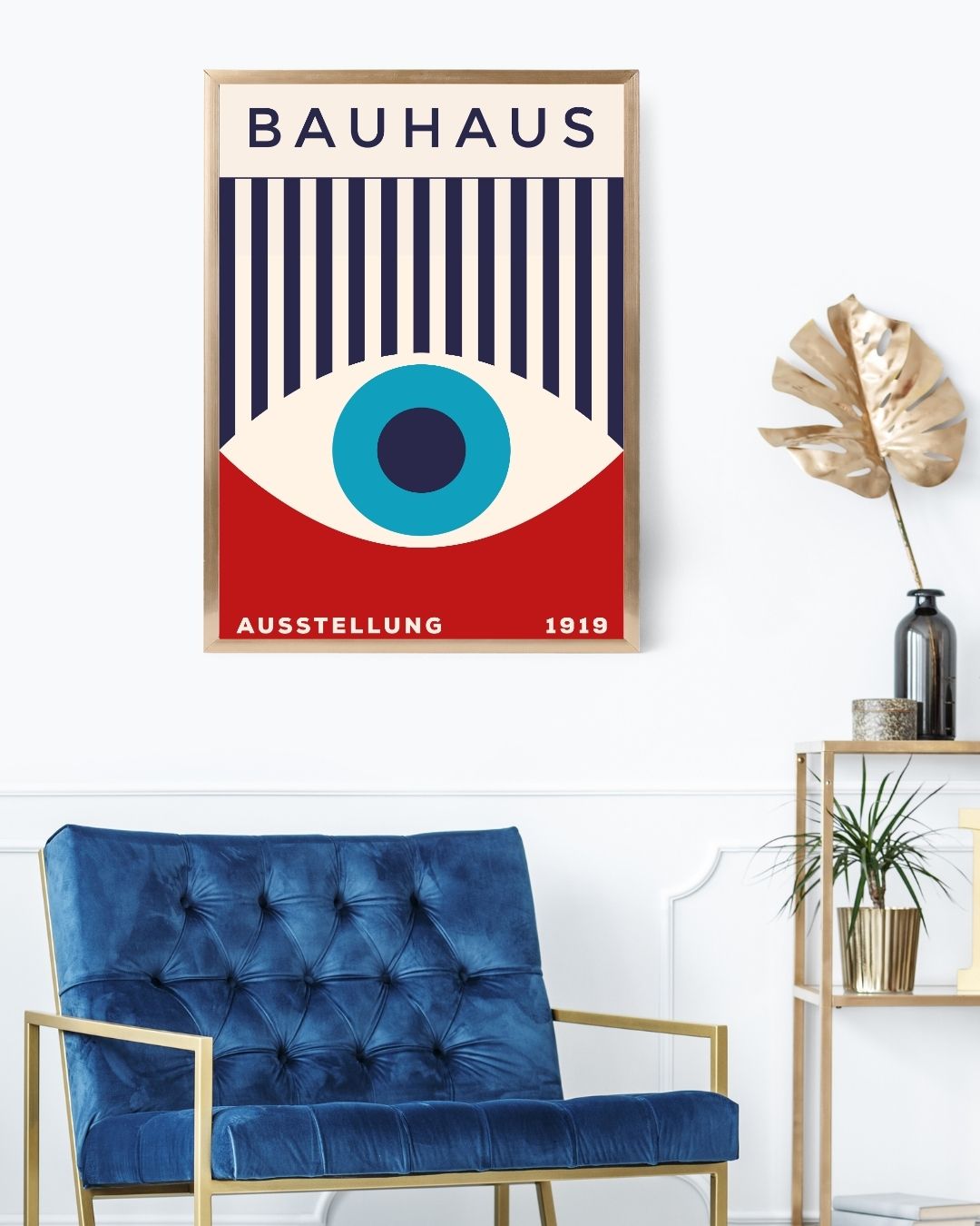Bauhaus Plakat 45 – Geometrisk Fokus i Rød Blå og Turkis