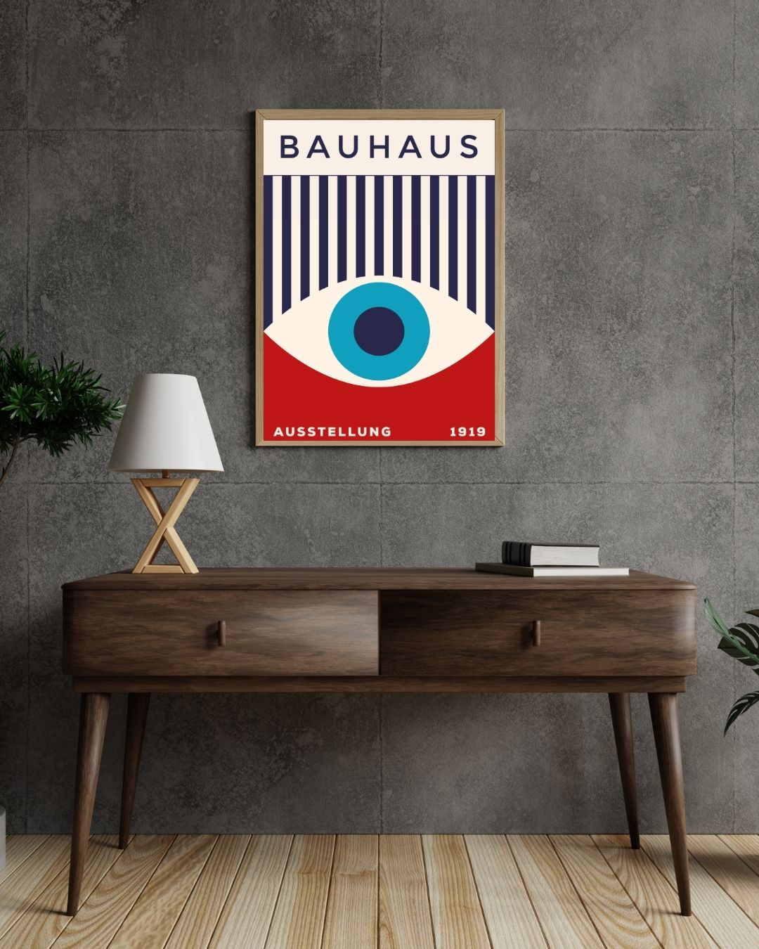 Bauhaus Plakat 45 – Geometrisk Fokus i Rød Blå og Turkis