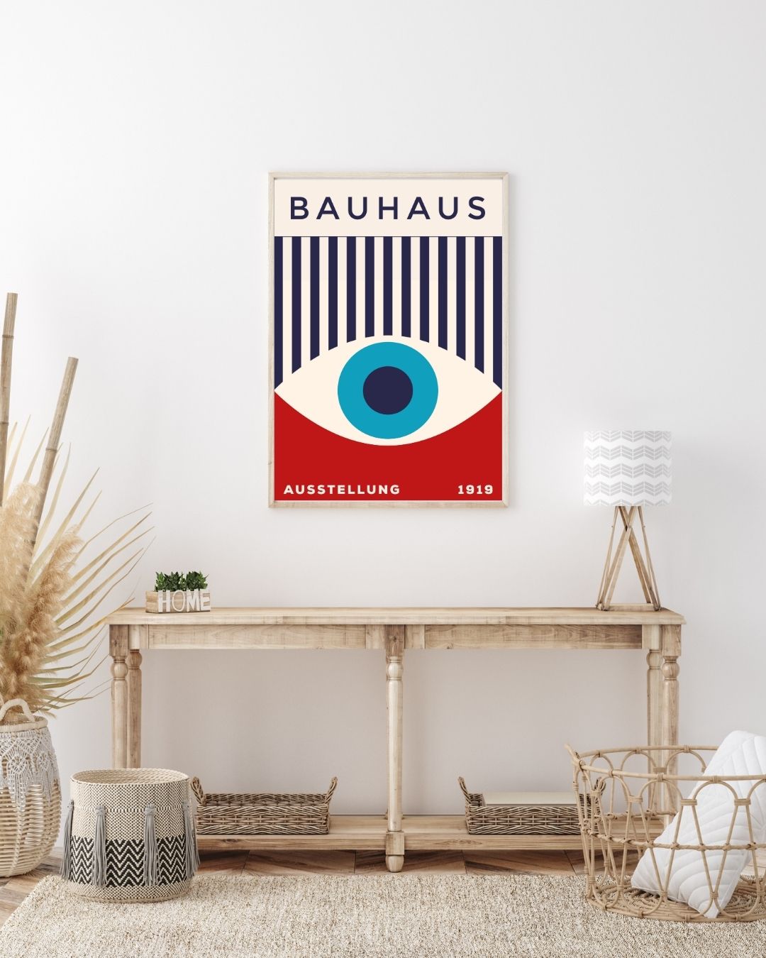 Bauhaus Plakat 45 – Geometrisk Fokus i Rød Blå og Turkis