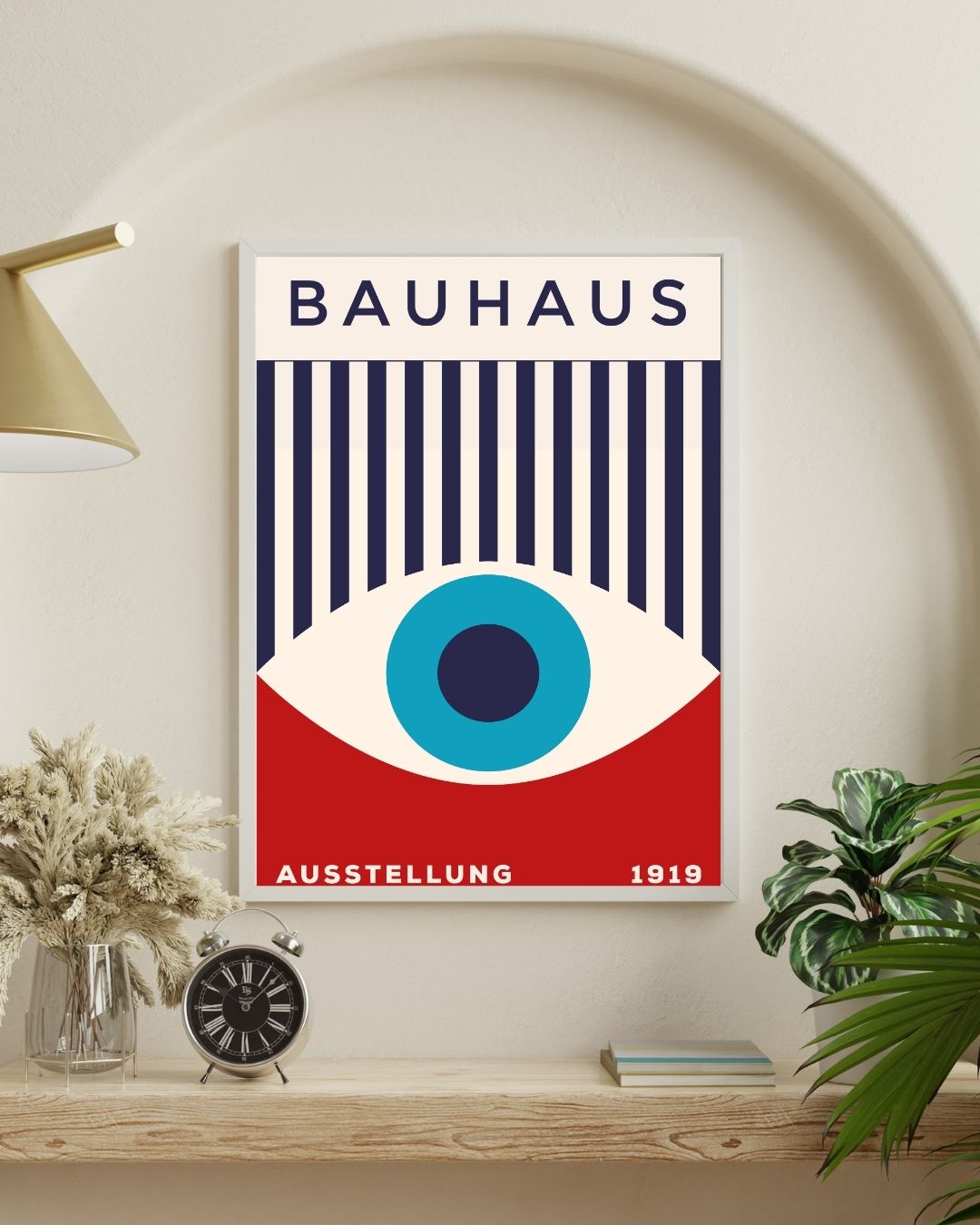 Bauhaus Plakat 45 – Geometrisk Fokus i Rød Blå og Turkis