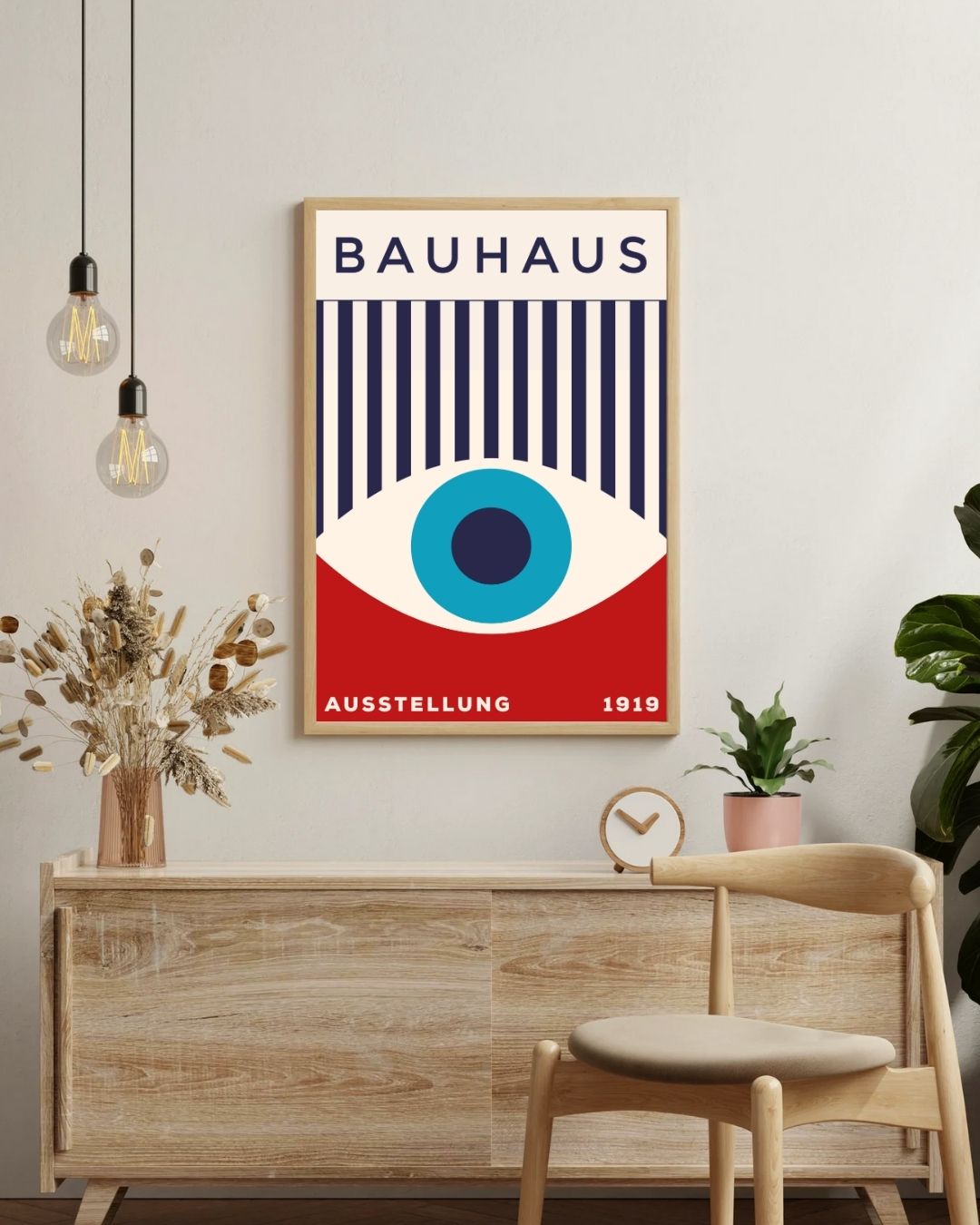 Bauhaus Plakat 45 – Geometrisk Fokus i Rød Blå og Turkis