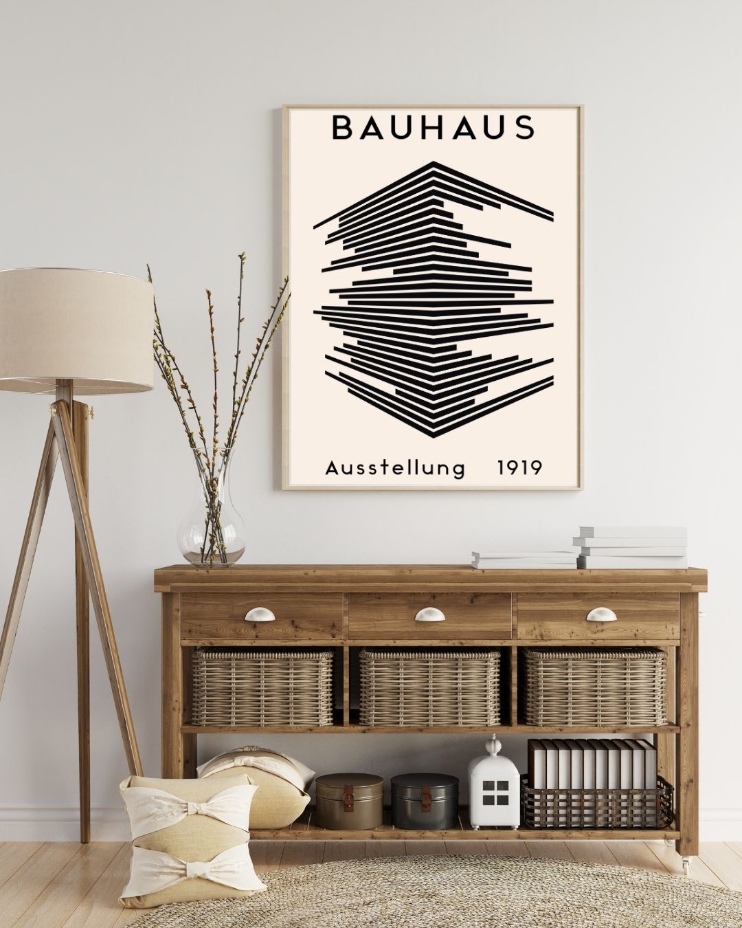 Bauhaus Plakat 46 – Arkitektonisk Struktur i Sort og Beige