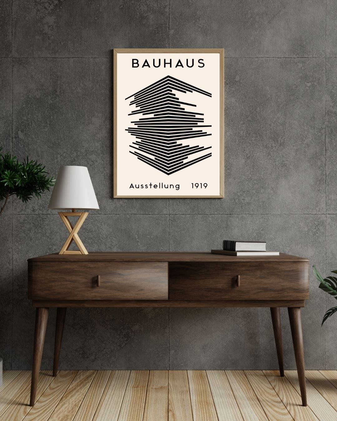 Bauhaus Plakat 46 – Arkitektonisk Struktur i Sort og Beige