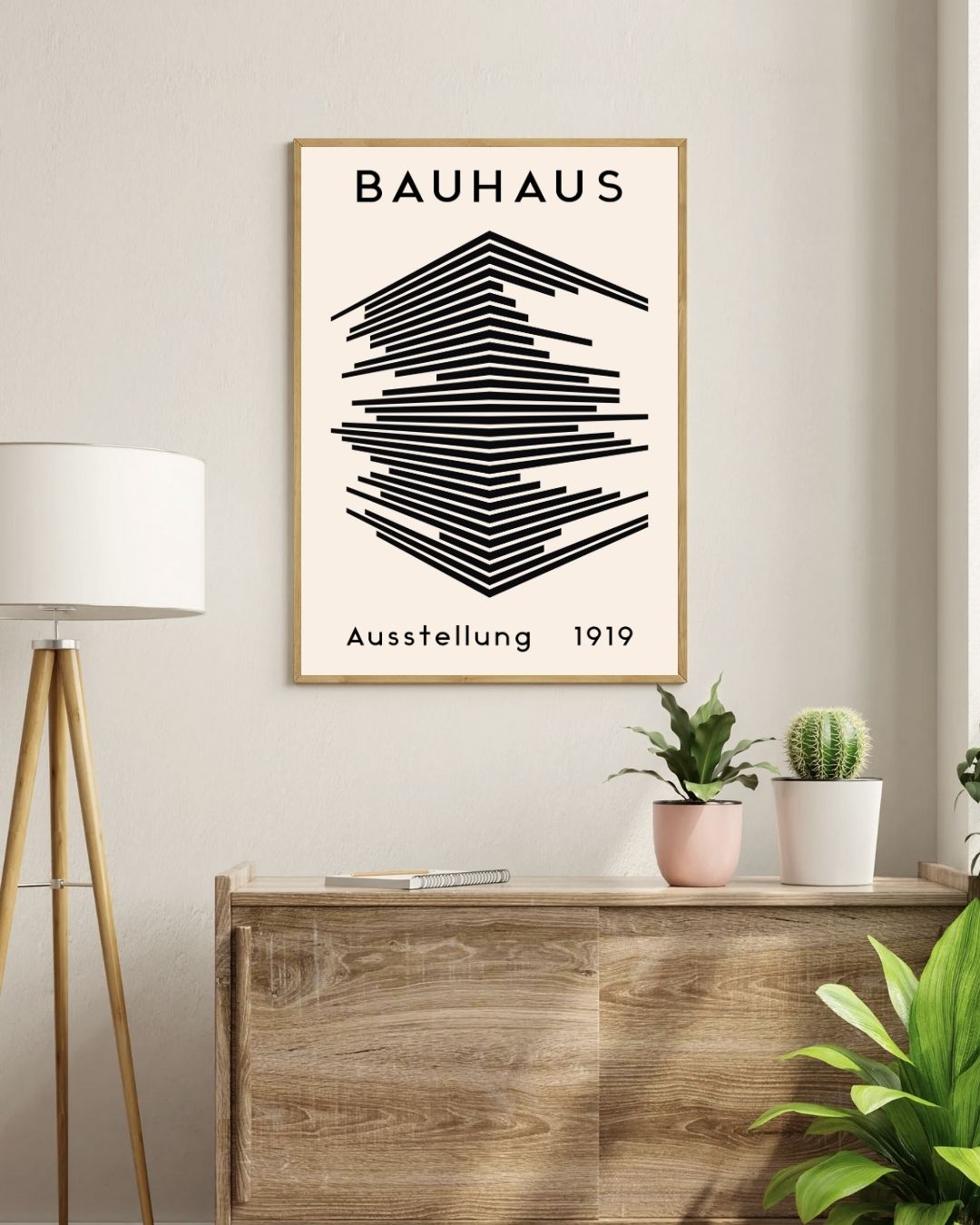 Bauhaus Plakat 46 – Arkitektonisk Struktur i Sort og Beige