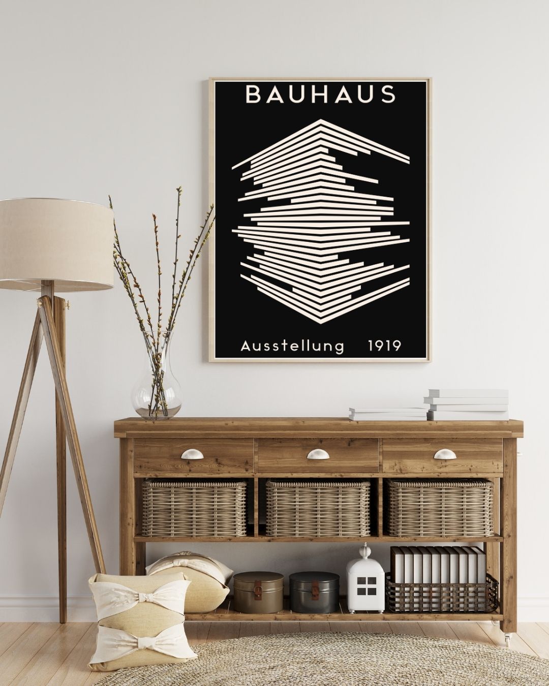 Bauhaus Plakat 47 – Arkitektonisk Lagdeling i Sort og Creme
