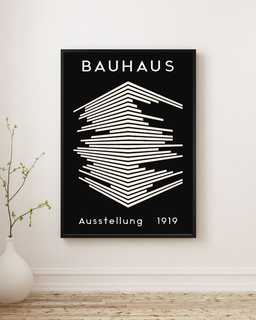 Bauhaus Plakat 47 – Arkitektonisk Lagdeling i Sort og Creme
