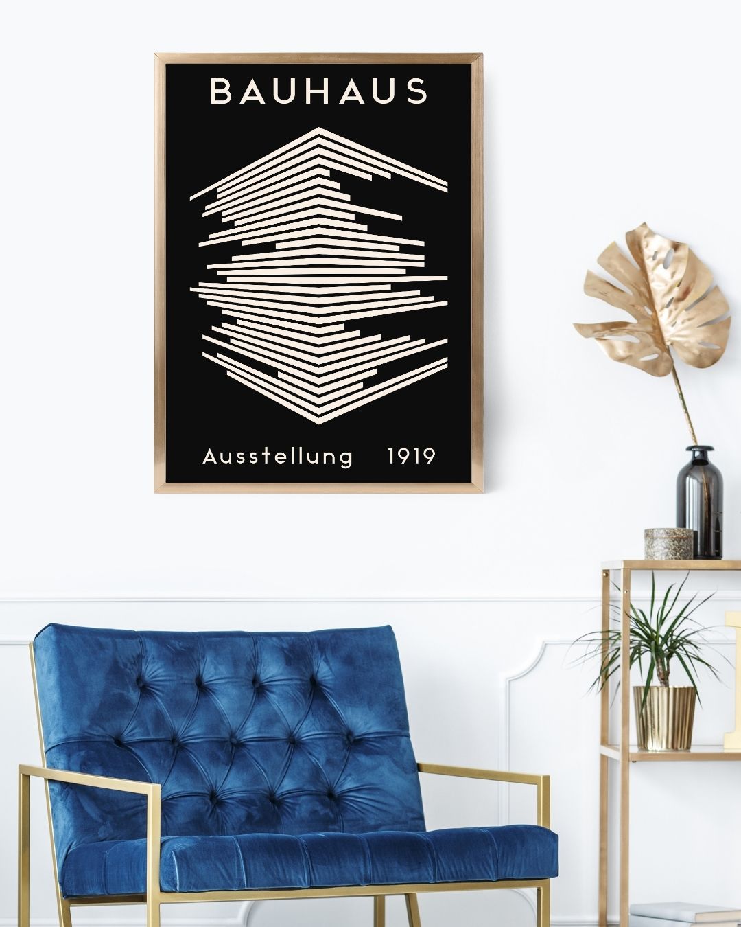 Bauhaus Plakat 47 – Arkitektonisk Lagdeling i Sort og Creme