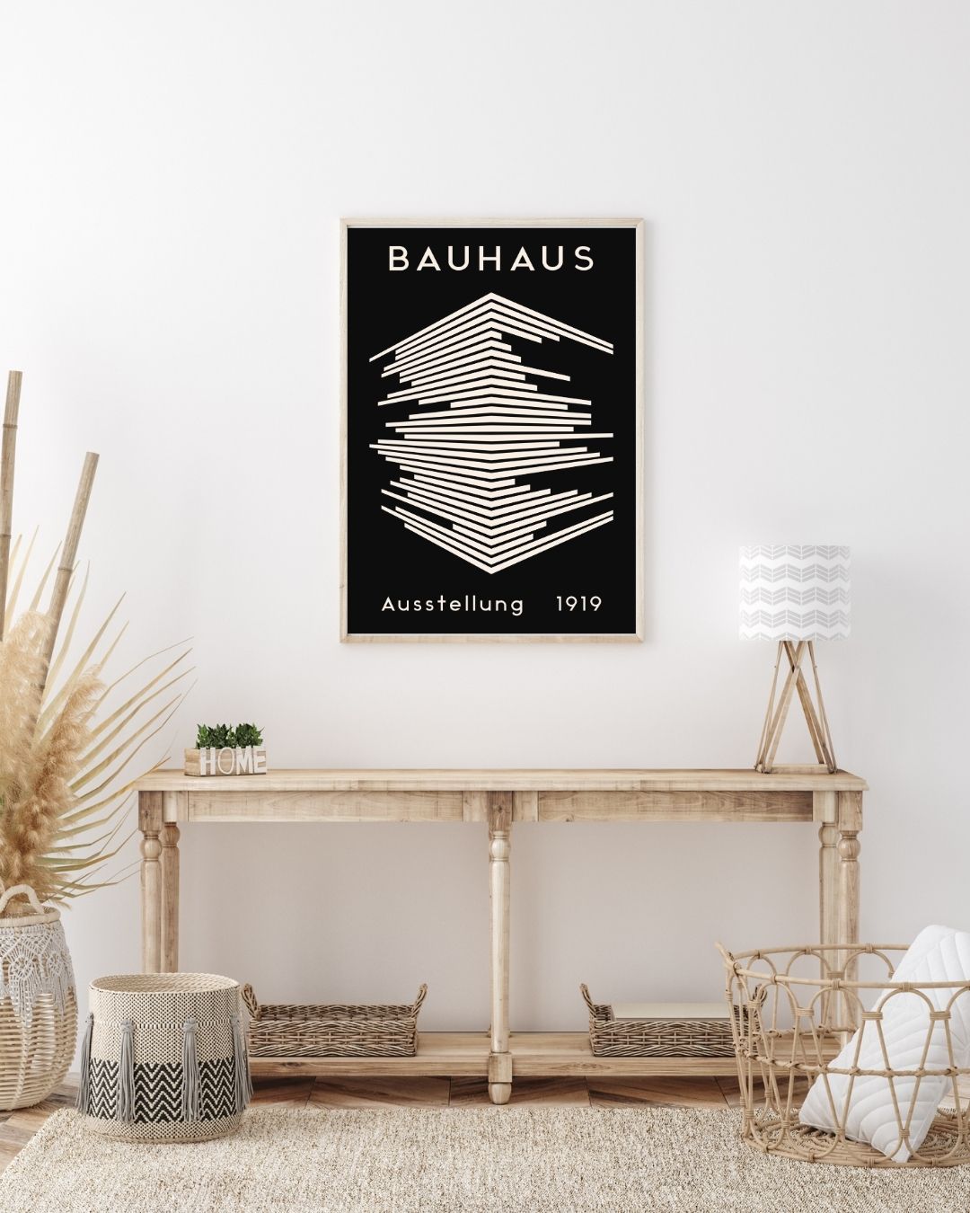 Bauhaus Plakat 47 – Arkitektonisk Lagdeling i Sort og Creme
