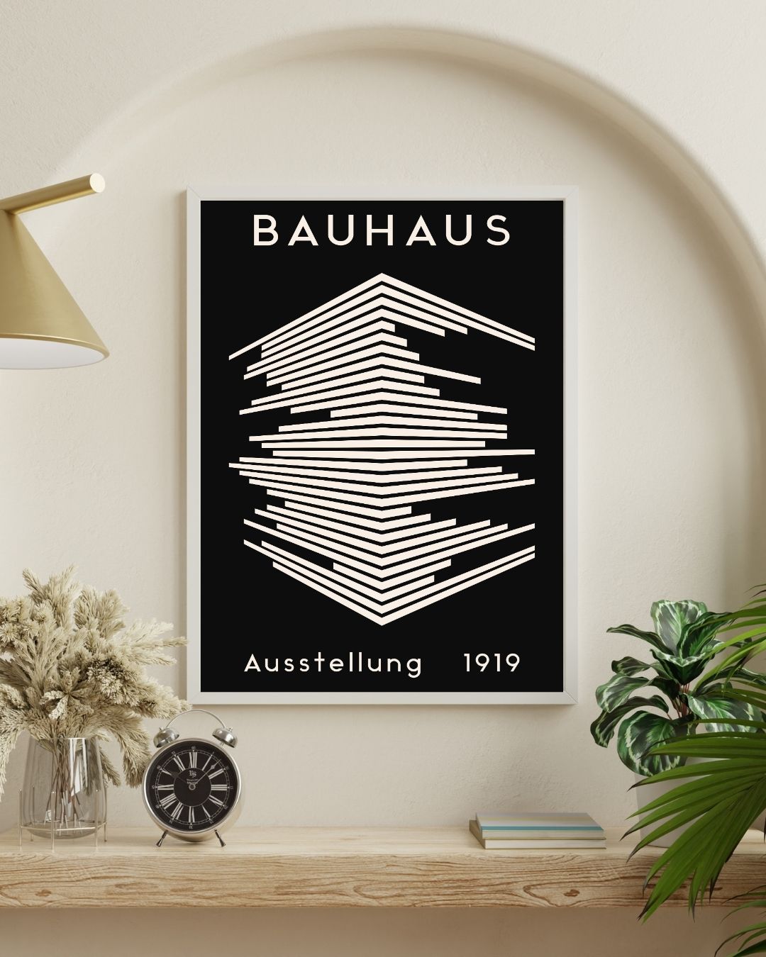 Bauhaus Plakat 47 – Arkitektonisk Lagdeling i Sort og Creme